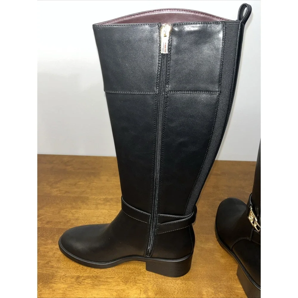 Tommy Hilfiger Twionni Size 8M Casual Tall Knee High Riding Boots Side Zip Black